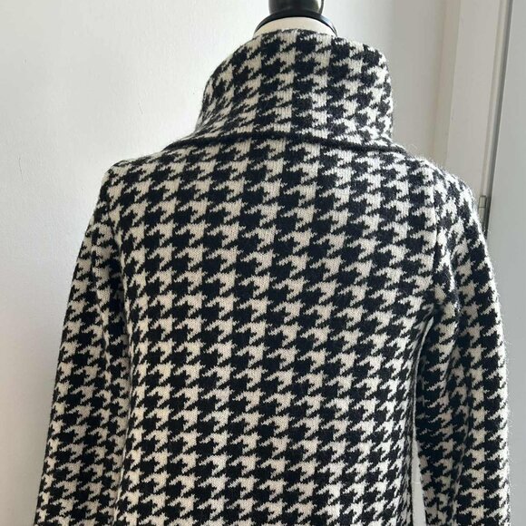 Ellen Tracy Black & White Houndstooth Foldover Collar Swing Knit Jacket – US S - Picture 6 of 10